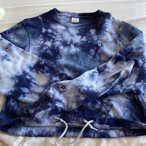 PINK blue tie dye crew neck